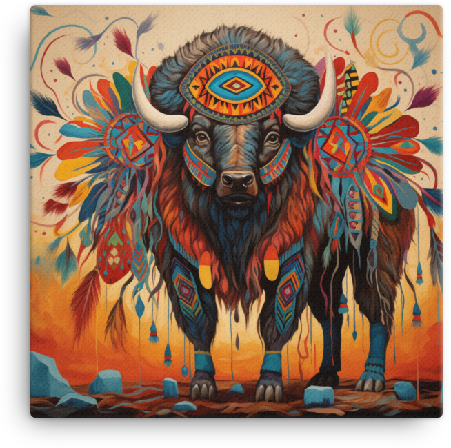 Tribal Spirit Bison Canvas Wall Art