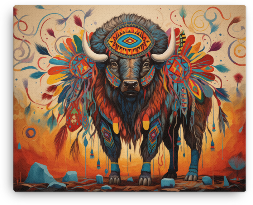 Tribal Spirit Bison Canvas Wall Art