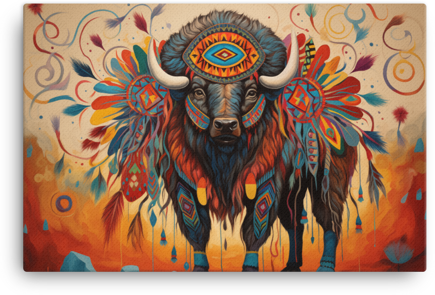 Tribal Spirit Bison Canvas Wall Art