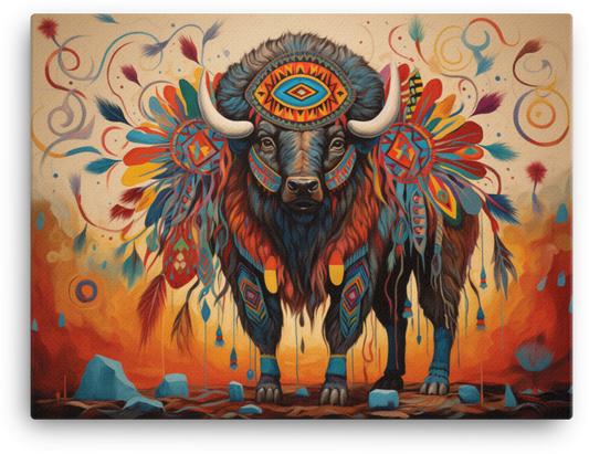 Tribal Spirit Bison Canvas Wall Art