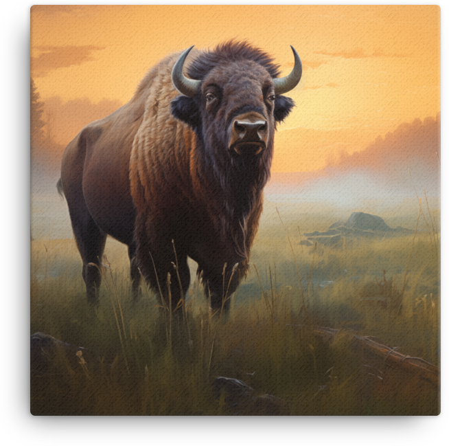 Twilight Prairie Bison Canvas Wall Art