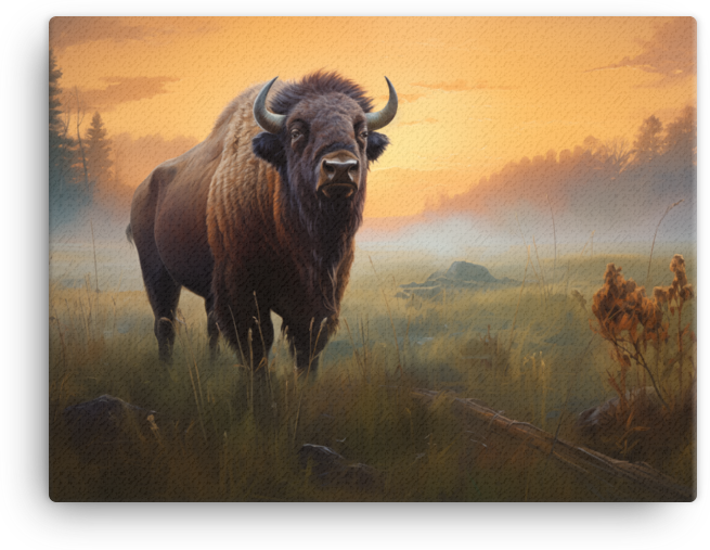 Twilight Prairie Bison Canvas Wall Art