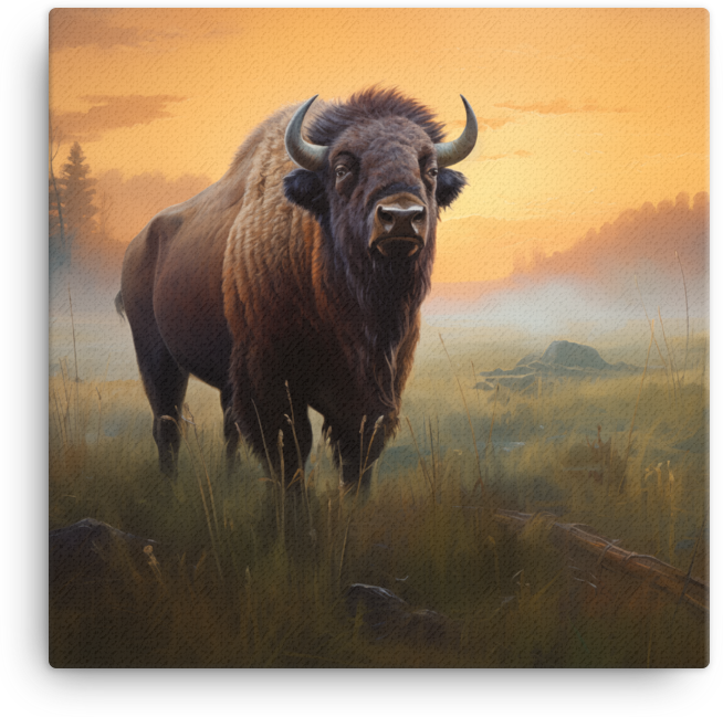 Twilight Prairie Bison Canvas Wall Art