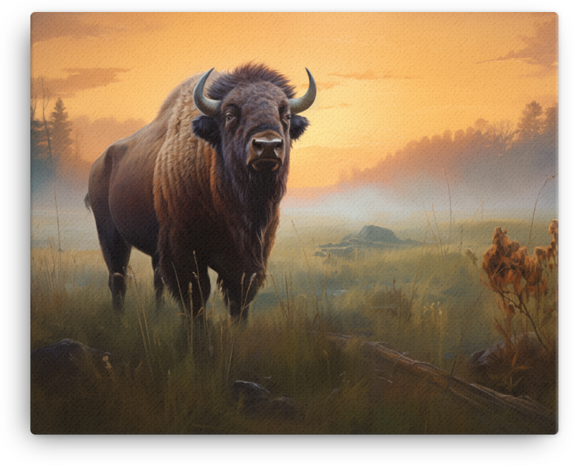Twilight Prairie Bison Canvas Wall Art