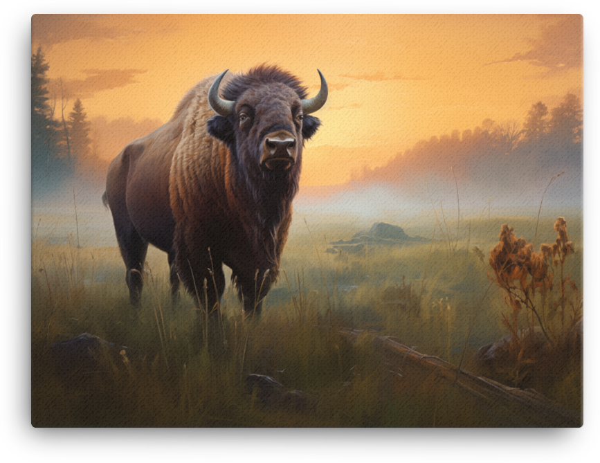 Twilight Prairie Bison Canvas Wall Art