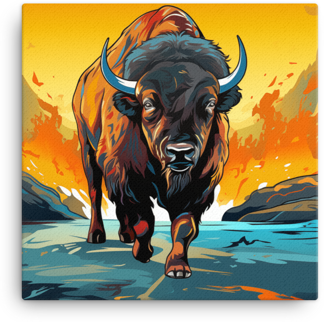 Twilight Trek Bison Canvas Wall Art