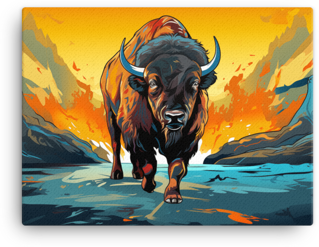 Twilight Trek Bison Canvas Wall Art