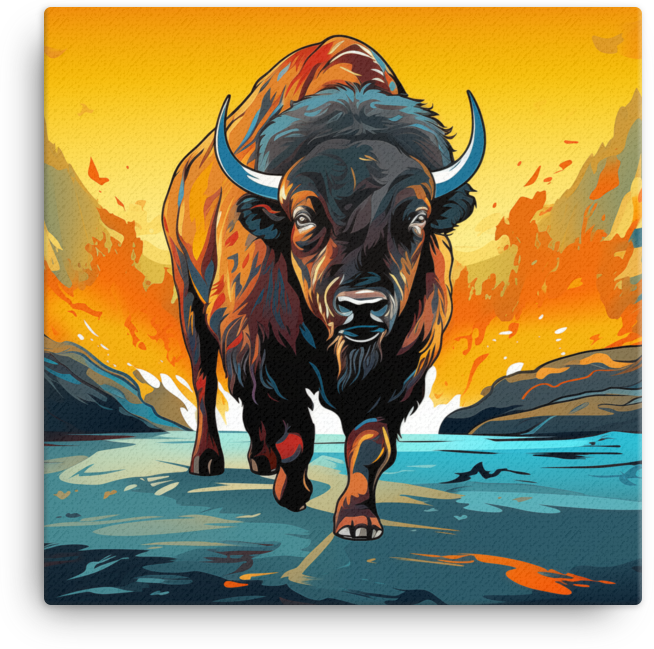 Twilight Trek Bison Canvas Wall Art