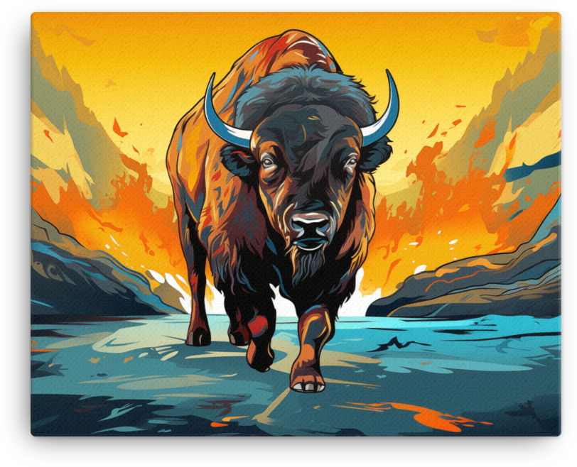 Twilight Trek Bison Canvas Wall Art