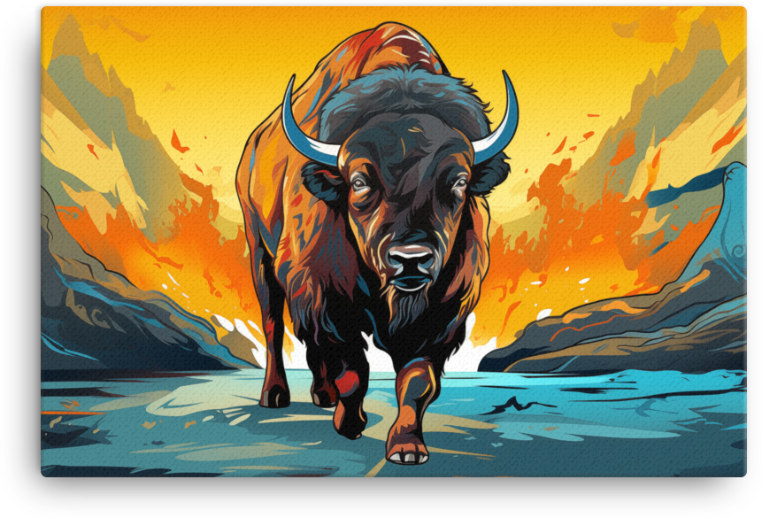 Twilight Trek Bison Canvas Wall Art