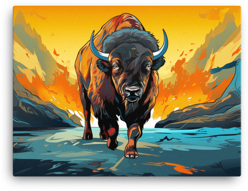 Twilight Trek Bison Canvas Wall Art