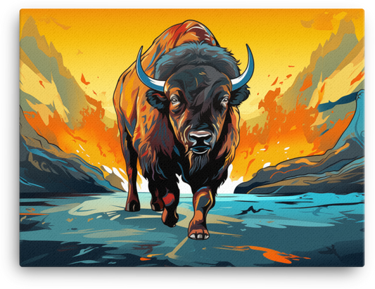 Twilight Trek Bison Canvas Wall Art