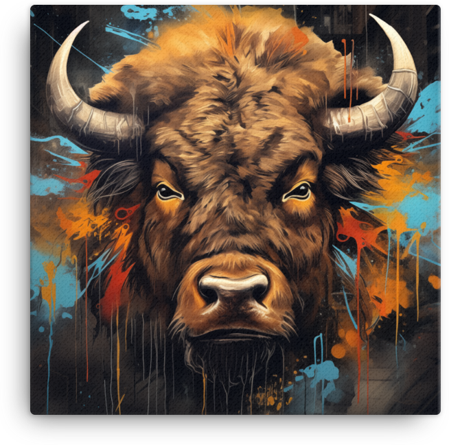Urban Bison Graffiti Art Canvas Wall Art