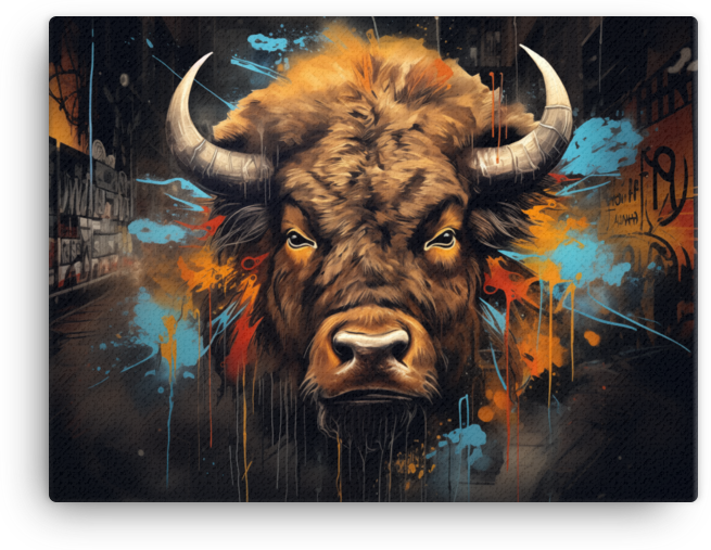 Urban Bison Graffiti Art Canvas Wall Art