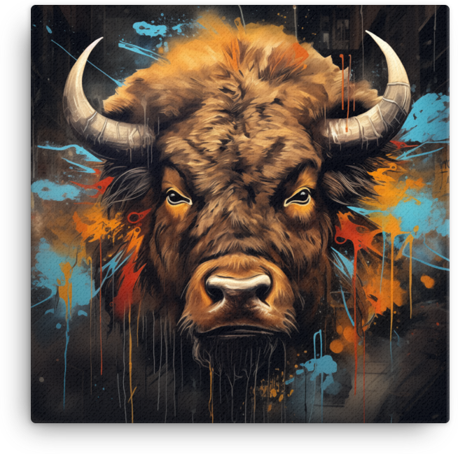 Urban Bison Graffiti Art Canvas Wall Art