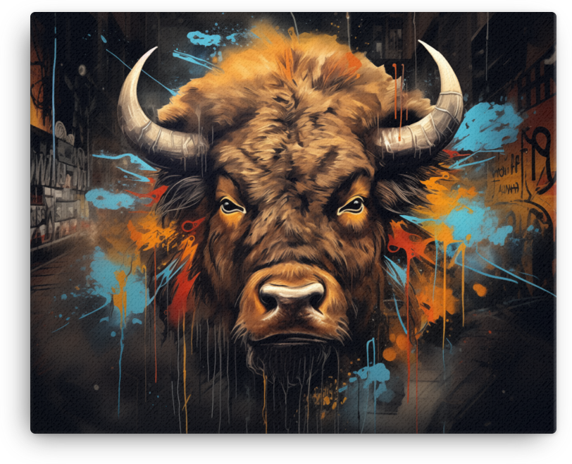 Urban Bison Graffiti Art Canvas Wall Art