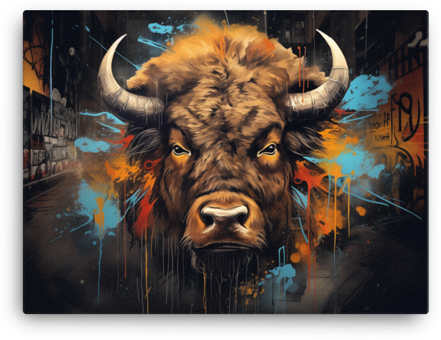 Urban Bison Graffiti Art Canvas Wall Art