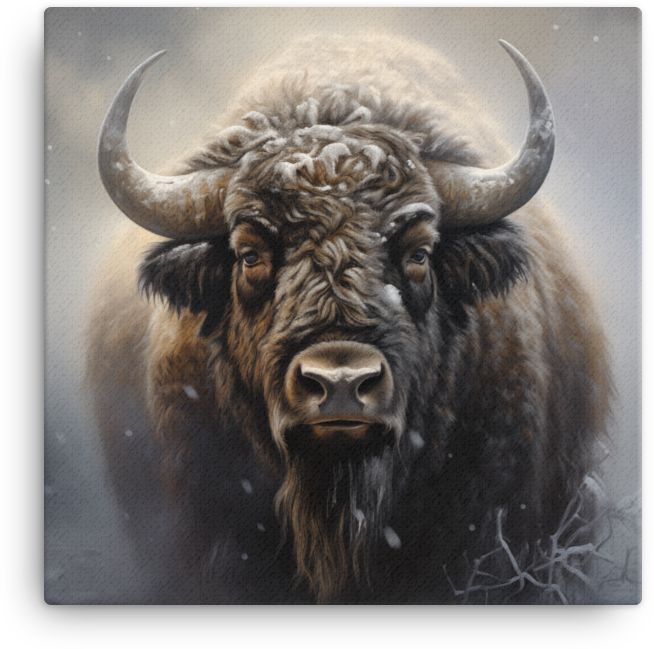 Winter Whisper Bison Canvas Wall Art