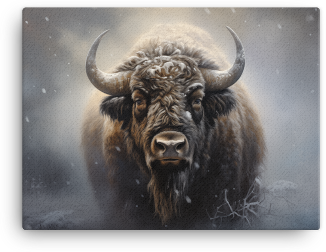 Winter Whisper Bison Canvas Wall Art