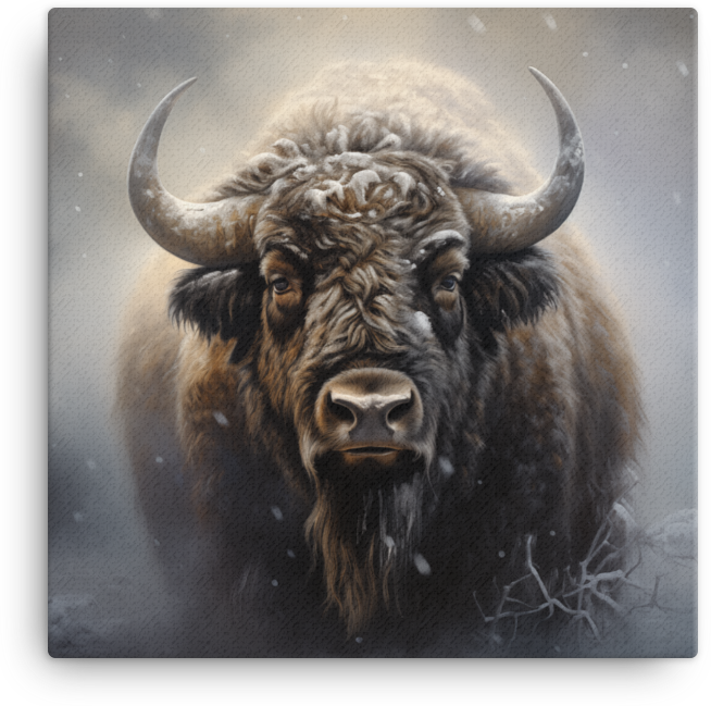 Winter Whisper Bison Canvas Wall Art