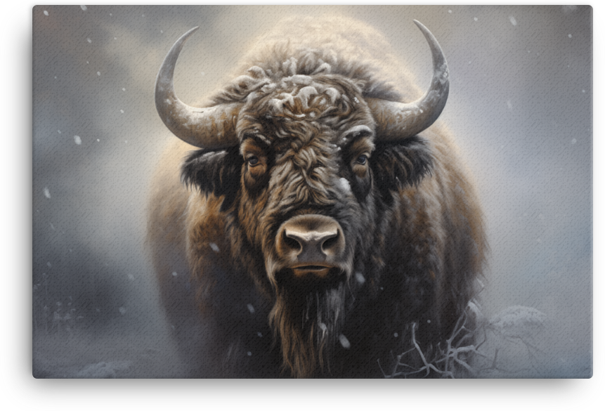 Winter Whisper Bison Canvas Wall Art
